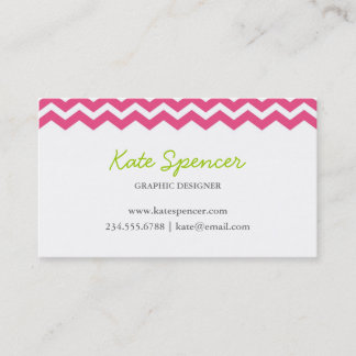 Carte De Visite Chevron rose chaud et point Polka