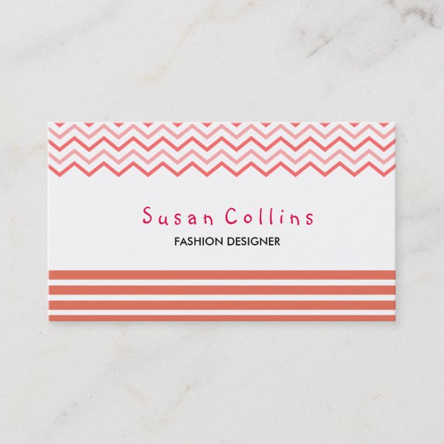 Carte De Visite Chevron Strion Propre Mode Orange Simple (Devant)