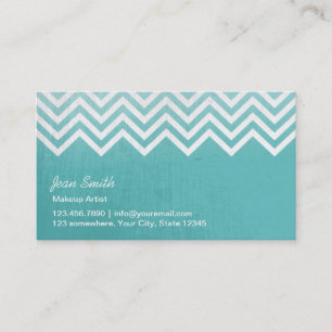 Carte De Visite Chevron vert turquoise élégant barre le maquilleur