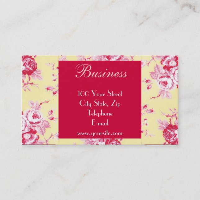 Carte de visite chic 1 de roses (Devant)