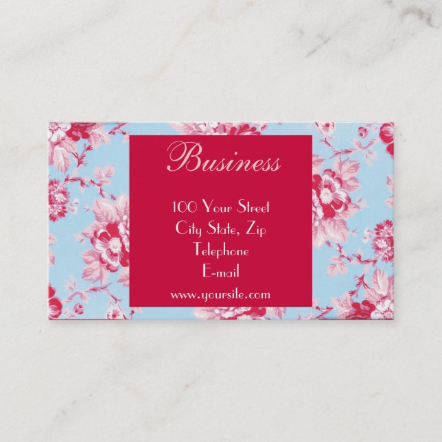 Carte de visite chic 1 de roses (Devant)