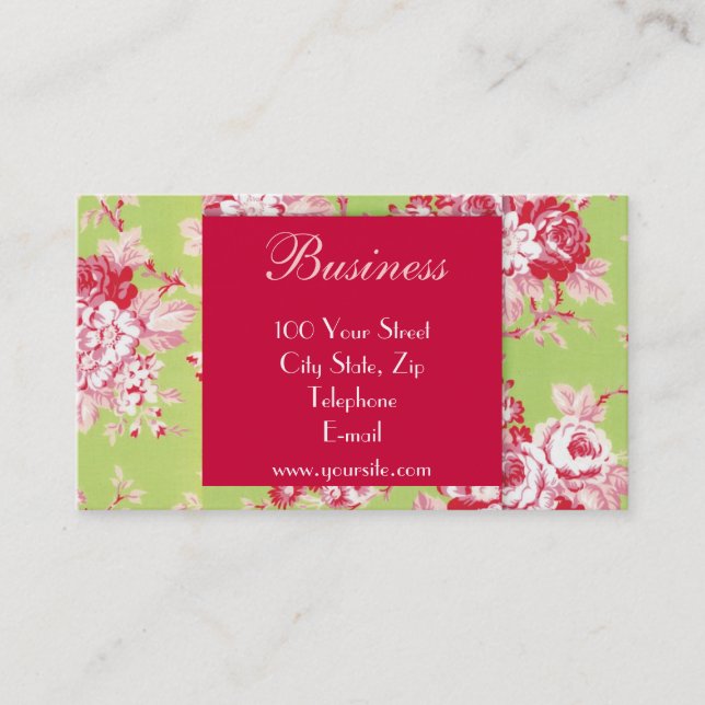 Carte de visite chic 1 de roses (Devant)