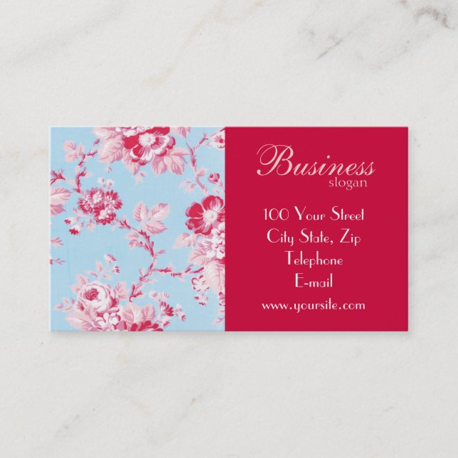 Carte de visite chic 3 de roses (Devant)