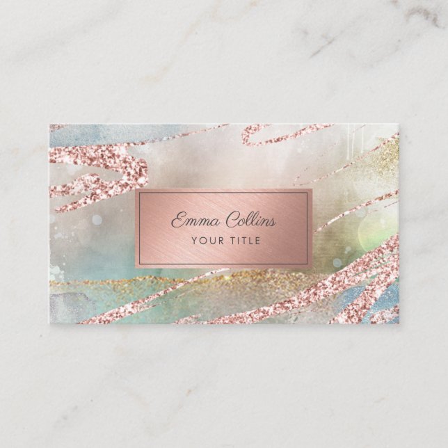 Carte De Visite Chic Aquarelle Faux Rose Gold Foil (Devant)
