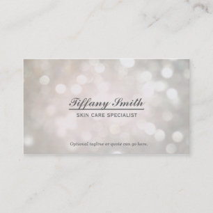 Carte de visite chic avec effet bokeh blanc scinti
