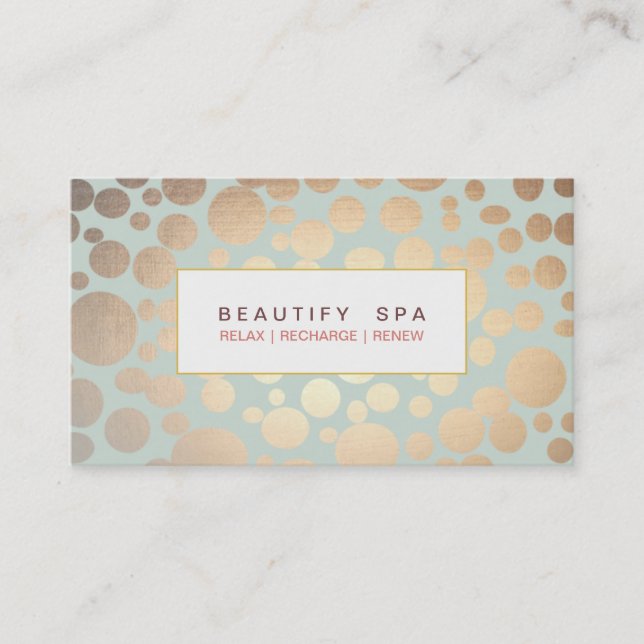 Carte De Visite Chic Beauty Salon et Spa FAUX Gold Motif (Devant)
