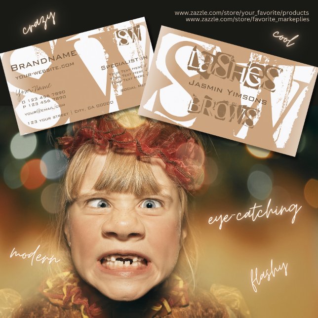 Carte De Visite Chic beige et blanc avec initiales élégant (Créateur téléchargé)