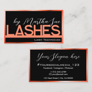 Carte De Visite Chic Black Bright Orange Ombre Beauté Lashes Idées