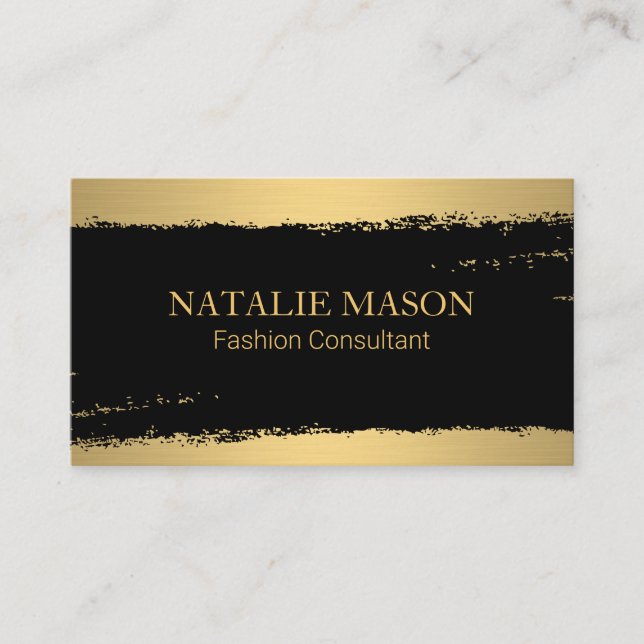 Carte De Visite Chic Black Gold brossé (Devant)