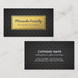 Carte De Visite Chic Black & Gold Faux Gold Foil Grilles en métal