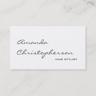 Carte de visite chic blanc de coiffeur d'écriture