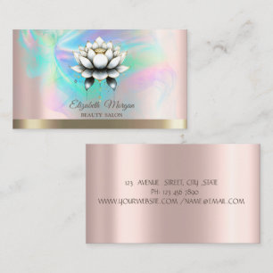 Carte De Visite Chic blanc Lotus Holographic Enk Rose Or