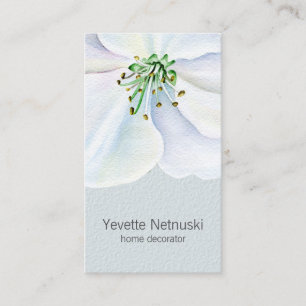 Carte De Visite Chic blanc Magnolia contemporain