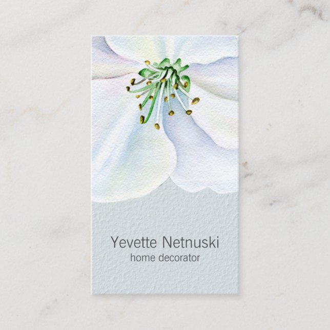 Carte De Visite Chic blanc Magnolia contemporain (Devant)