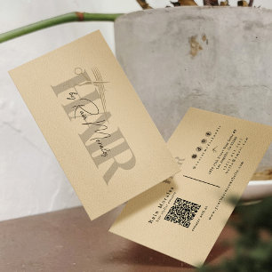 Carte De Visite Chic Blonde Tone Hairstyliste Ciseaux QR Code