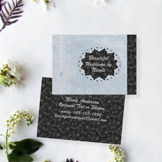 Carte de visite chic Blue & Black Mariage Pro