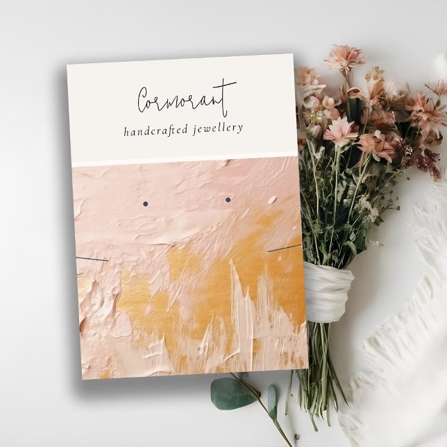 Carte De Visite Chic Blush Gold Paint Texture de peinture à l'huil (Créateur téléchargé)