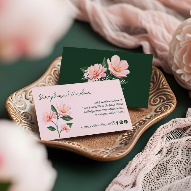 Carte De Visite Chic Blush Pink Floral Botanical Girly Feminine (Chic Blush Pink Floral Botanical Girly Feminine Business Card)