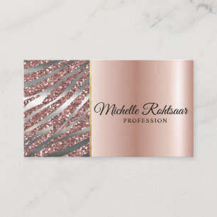 Carte De Visite Chic Blush rose or Parties scintillant marbre Agat
