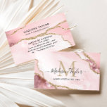 Carte De Visite Chic Blush rose or Parties scintillant marbre Agat<br><div class="desc">Élégant moderne chic Blush or rose Parties scintillant marbre Agate Monogramme Carte de visite</div>