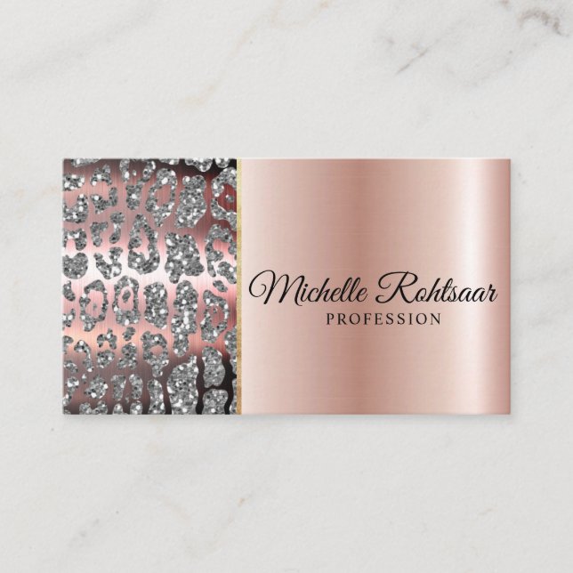 Carte De Visite Chic Blush rose or Parties scintillant marbre Agat (Devant)
