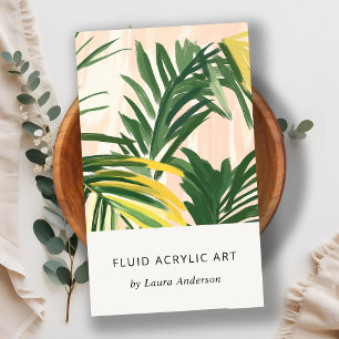 Carte De Visite Chic Boho Blush Green Tropical Palm Plage Feuille