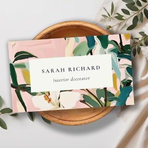Carte De Visite Chic Boho coloré rose Turquoise vert peint Floral