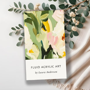 Carte De Visite Chic Boho coloré vert rose rose rose floral