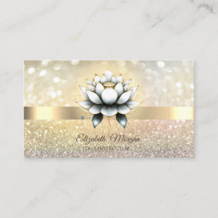 Carte De Visite Chic Bokeh Gold, Lotus Yoga élégant