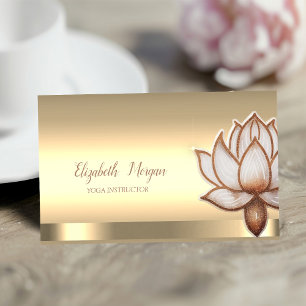 Carte De Visite Chic Brown Lotus Fleur Yoga Instructeur