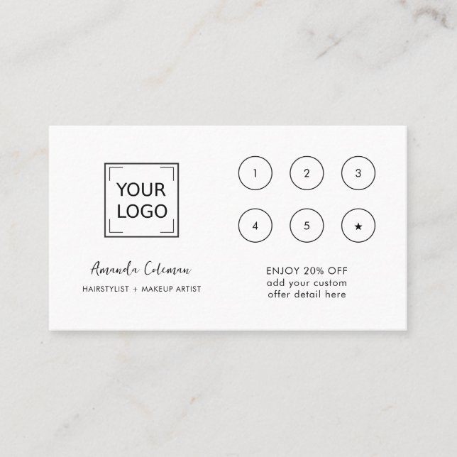 Carte De Visite CHIC Business Reward 6 Punch Logo blanc ROSE (Devant)