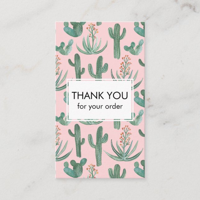 Carte De Visite Chic Cactus & Succulents Aquarelle QR Code Merci (Devant)