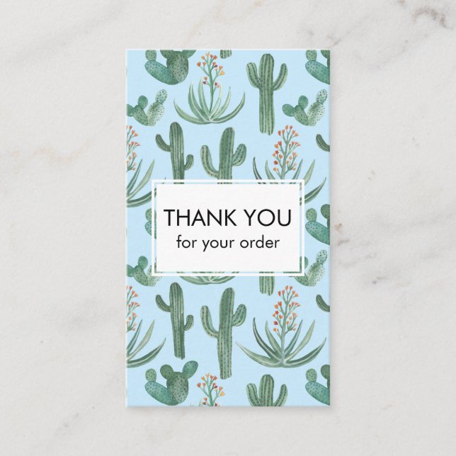 Carte De Visite Chic Cactus & Succulents Aquarelle QR Code Merci (Devant)