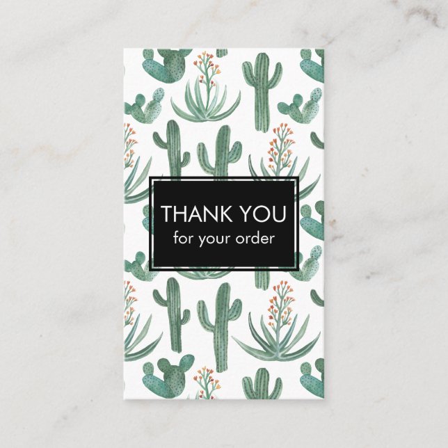 Carte De Visite Chic Cactus & Succulents Aquarelle QR Code Merci (Devant)