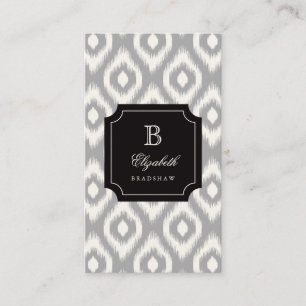 Carte De Visite Chic chic ivoire gris diamant Ikat Monogramme