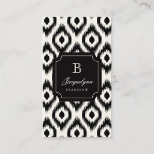 Carte De Visite Chic chic noir diamant ivoire Ikat Monogramme