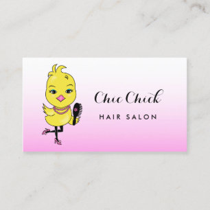 Carte De Visite Chic Chick rose avec cheveux brosse et salon de be