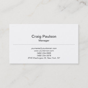 Carte de visite chic classique Black White Manager
