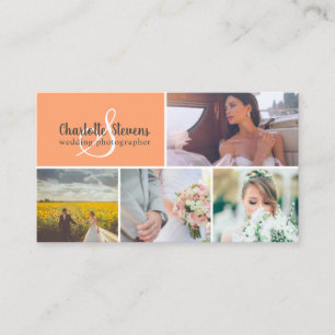 Carte De Visite Chic coral orange mariage collage