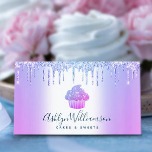 Carte De Visite Chic Cupcake Boulangerie Chef Parties scintillant