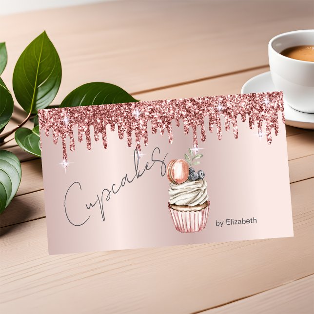Carte De Visite Chic Cupcakes Macaroon Rose Gold Drives (Créateur téléchargé)
