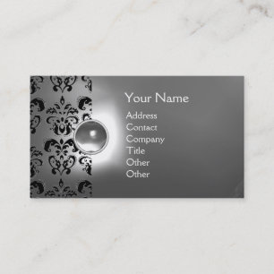 Carte De Visite CHIC DAMASK GEM MONOGRAS blanc