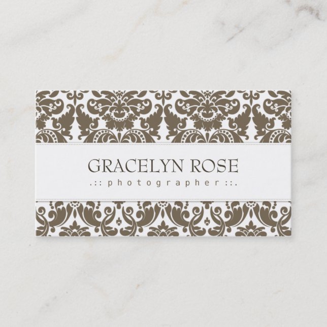 Carte de visite chic de damassé Brown de Gracelyn (Devant)