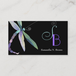 Carte De Visite Chic dragonfly Monogramme personnalisé