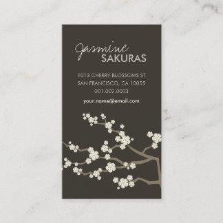 Carte De Visite Chic élégant de fleurs de cerisier orientales