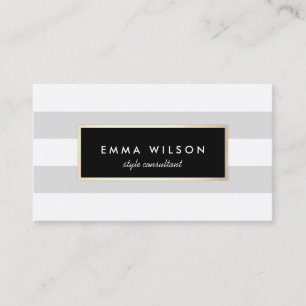 Carte De Visite Chic élégant FAUX Gold Light Gris rayé