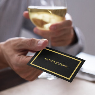Carte De Visite Chic Elegant Gold & Black Typographie Professionne