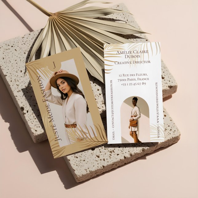 Carte De Visite Chic Elegant Luxury Gold Palm Tree Photo Monogram (Chic Elegant Luxury Gold Palm Tree Photo Monogram Business Card)