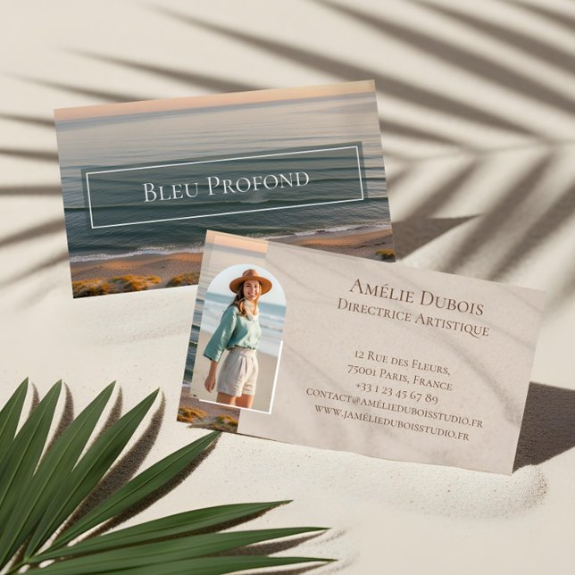 Carte De Visite Chic Elegant Ocean Shoreline Luxury Feminine Photo (Chic Elegant Ocean Shoreline Luxury Feminine Photo Business Card)