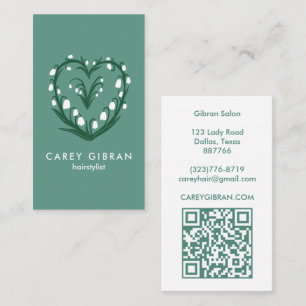 Carte De Visite Chic Elegant Snowdrop Lily Line Dessin CUSTOM QR
